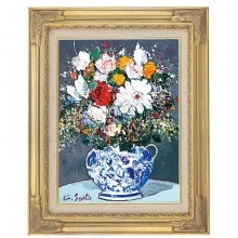 『卓上の花』　斉藤　要  F4号【ポイント５％還元中】|絵画　有名肉筆油彩画　代表画|アートの友社