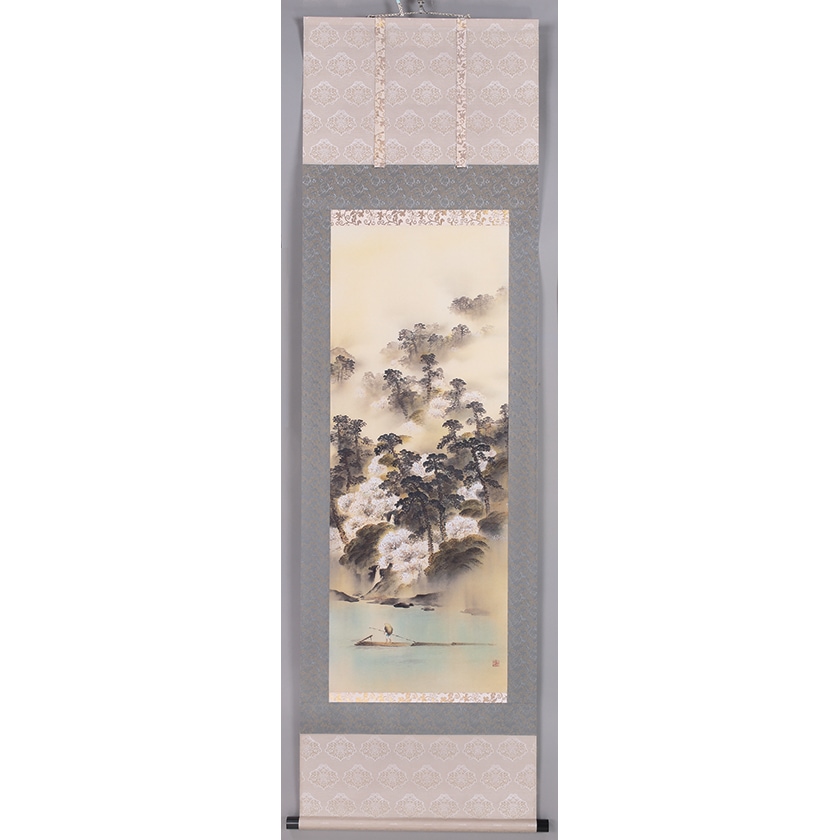 幸野 楳嶺 「雨中嵐山」 複製絵画 掛軸 : アートの友社 幸野 楳嶺