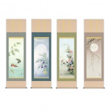 田村竹世 四季花鳥 4点セット【ポイント５％還元中】|複製 掛軸 横山大観・伊藤若冲など日本画をご紹介|アートの友社