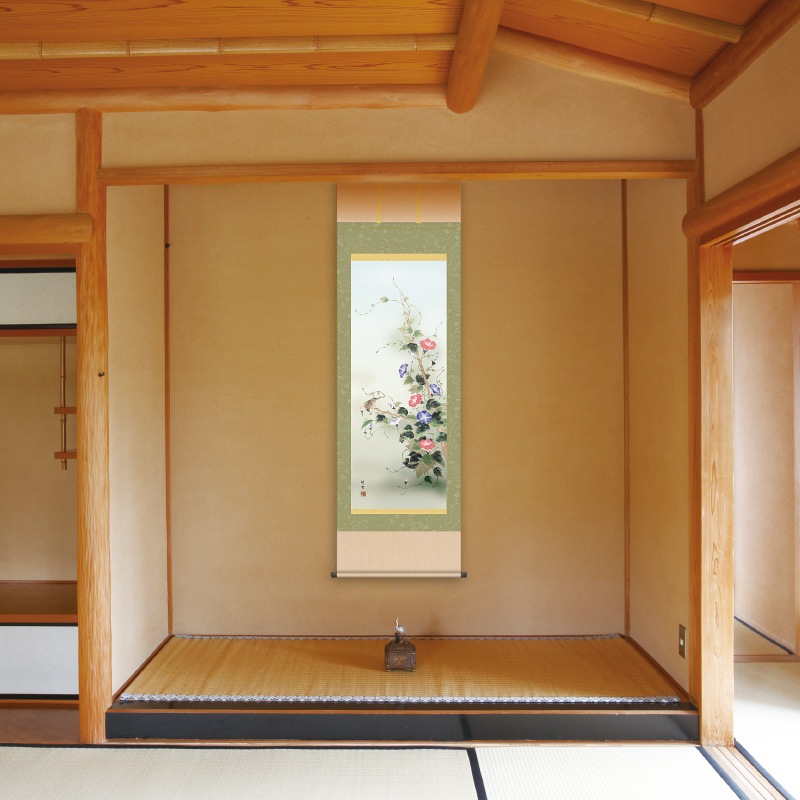 田村竹世 四季花鳥 朝顔 掛け軸 : アートの友社 田村竹世 作品 四季