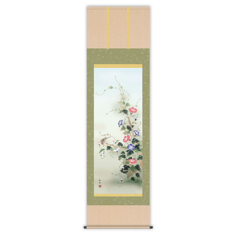 田村竹世 四季花鳥 朝顔 掛け軸 : アートの友社 田村竹世 作品 四季