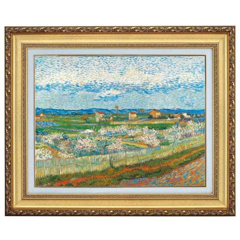 美品 フィンセント・ファン・ゴッホ「花咲く桃の木々」複製画 大作 大判 豪華額装 花咲く桃の木のある果樹園 【15号】 フィンセント・ファン