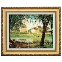 大幅値下げしました！シスレー複製画「セーヌ川のほとり」額縁付