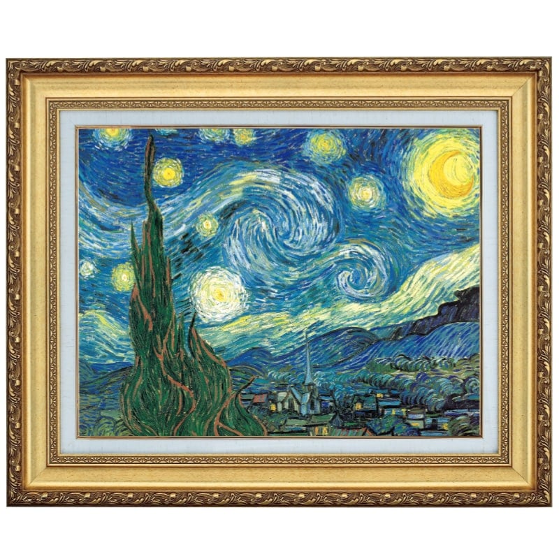 海外製　ゴッホ　星月夜テーマ　18枚セット 世界の名画 ゴッホ 星月夜 ジクレーキャンバス複製画 豪華額装品