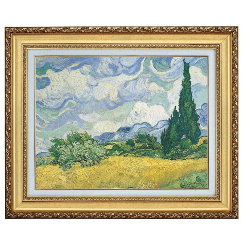 ゴッホ 『糸杉のある麦畑』 6号 額装 立体複製名画 西洋絵画 レプリカ
