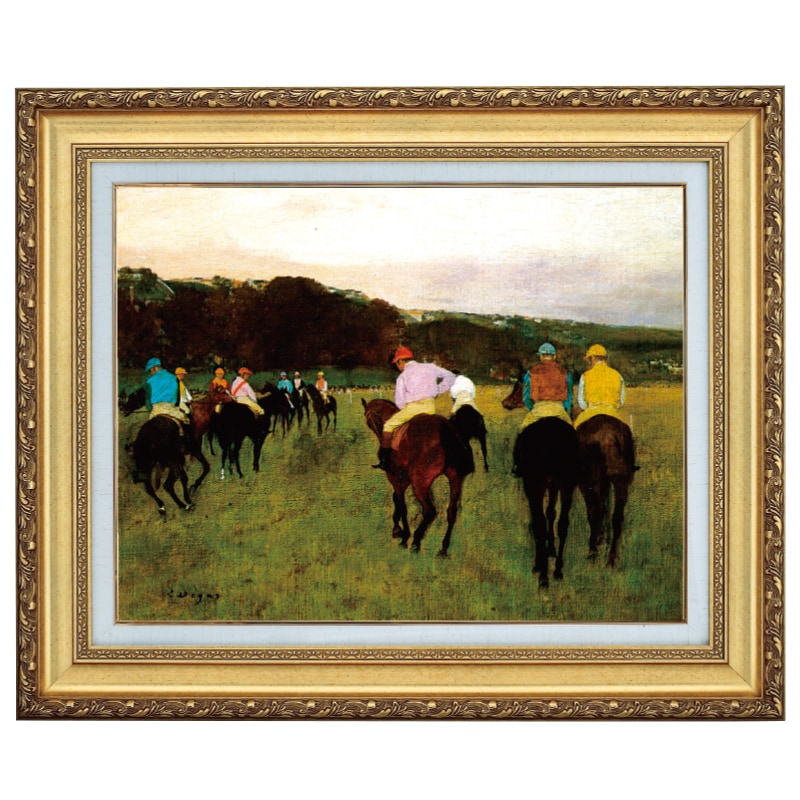 エドガー・ドガ 『ロンシャン競馬場の競走馬』 4号 額装 立体複製名画