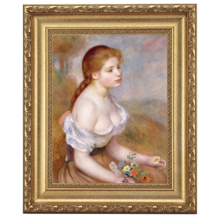 ルノワール 「雛菊を持った若い娘」 4号 立体複製名画 【5％ポイント 