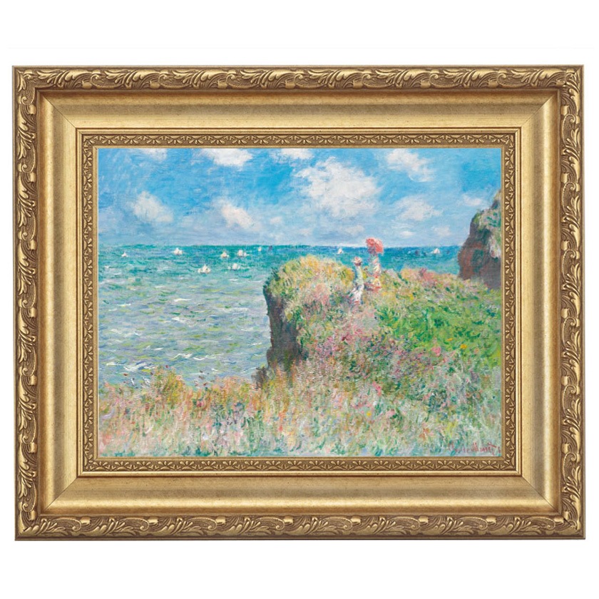 モネ【プールヴィルの小麦畑の道】 - 手描き 絵画（油絵複製画