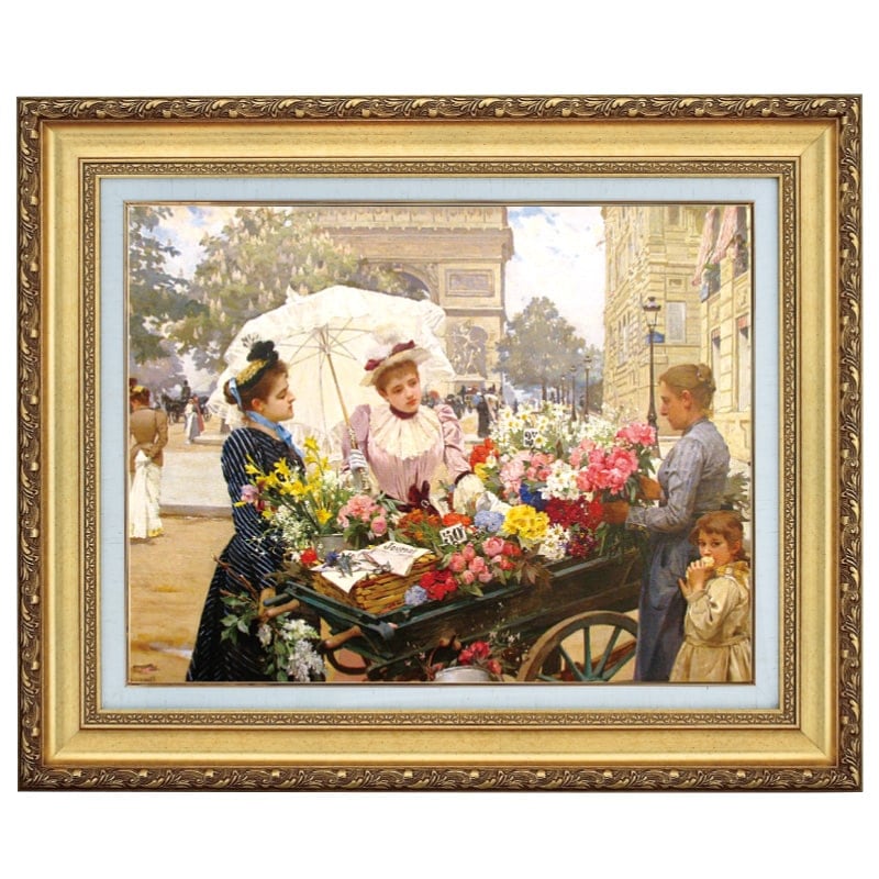 ルイ・ド・シュライバ 『シャンゼリゼ通りの花売り』 6号 額装 立体