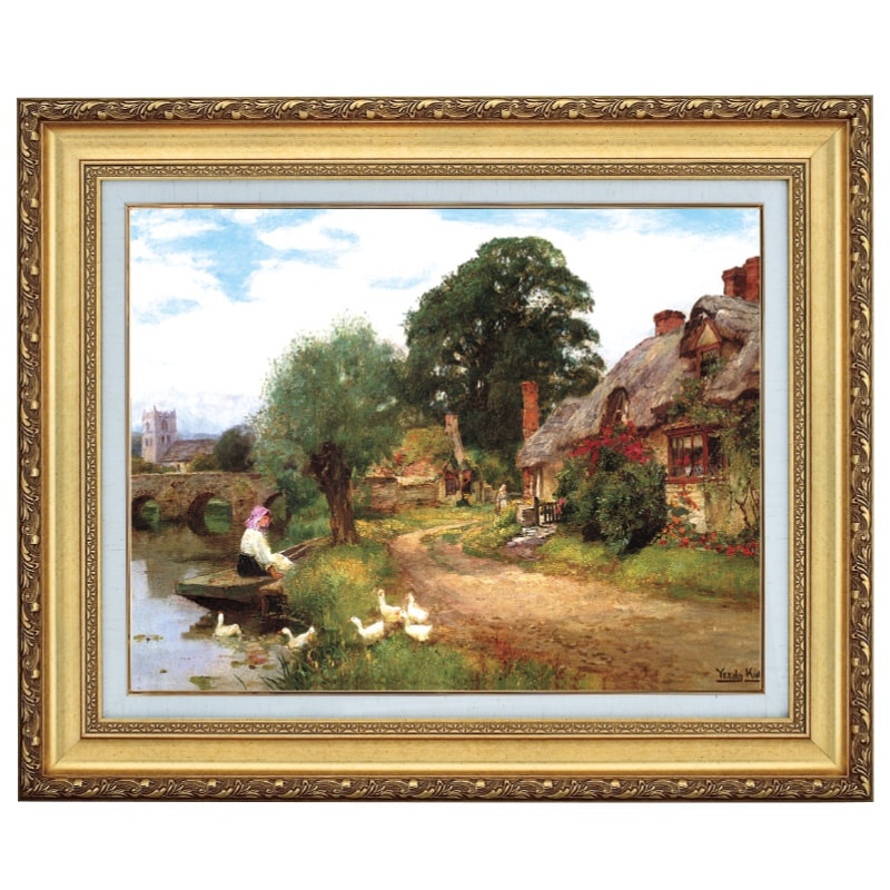 ヘンリー・キング 『夏の田園風景』 6号 額装 立体複製名画 西洋絵画