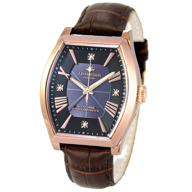 天然ダイヤ4石トノー型ソーラー電波時計 : 時計 トケイ 腕時計