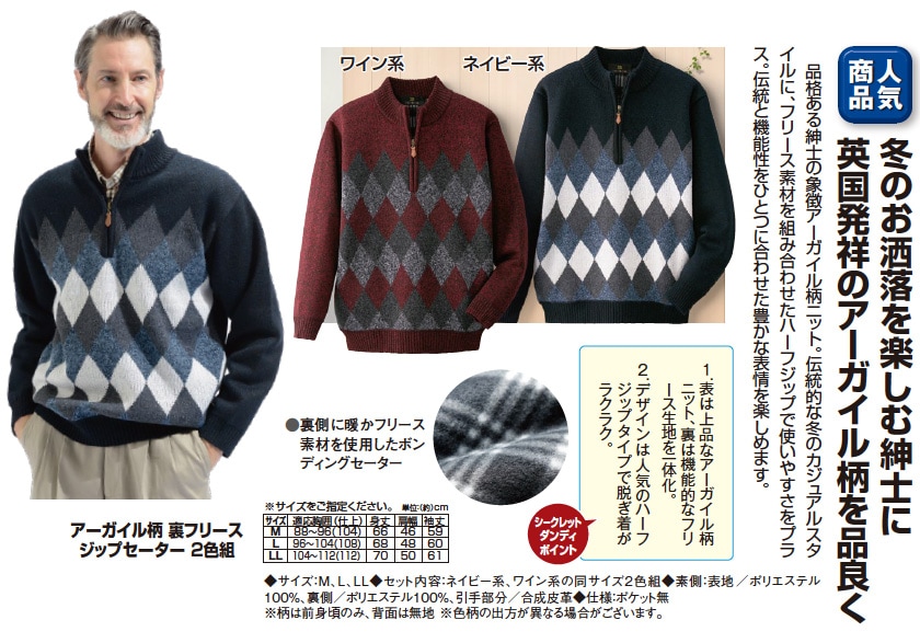 カナディアンセーター カウチンセーター アーガイル柄 カナダ製 ウール