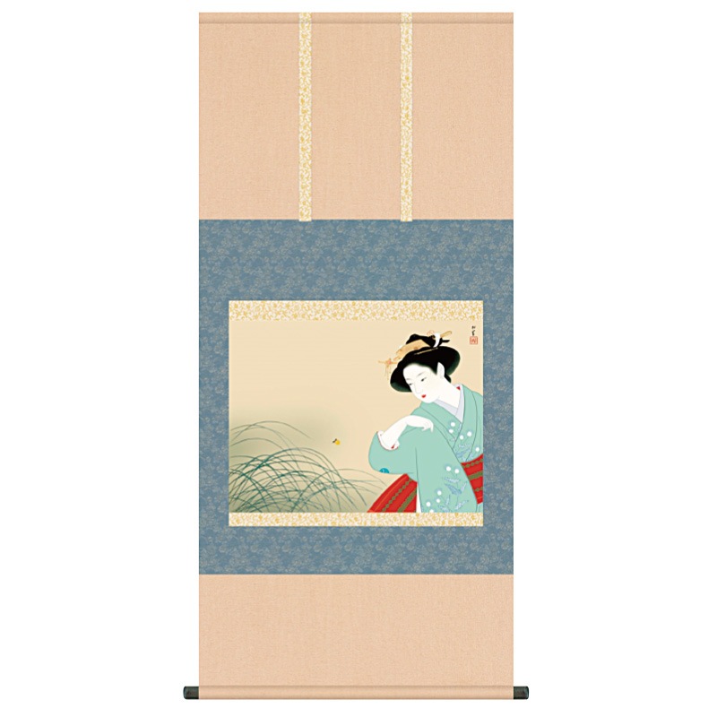 美品 掛け軸 上村松園作 蛍図 工芸印刷 納涼 おもてなし 季節掛け | www.panducale.it