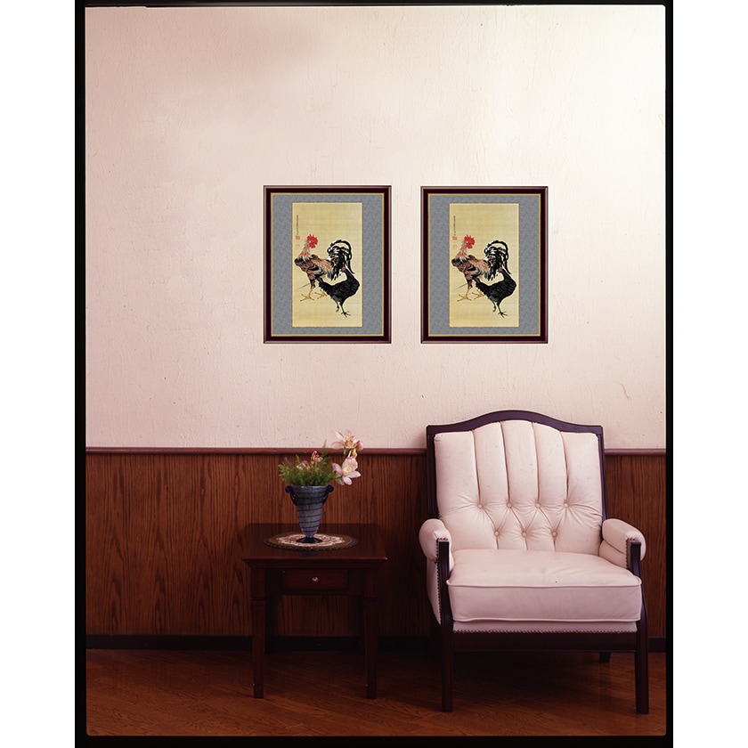 伊藤若冲 動植綵絵 棕櫚雄鶏図 額 美術品 インテリア レプリカ グッズ