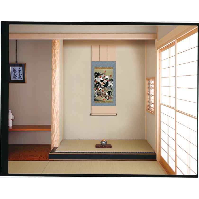 伊藤若冲 動植綵絵 菊花流水図 掛軸 美術品 インテリア レプリカ