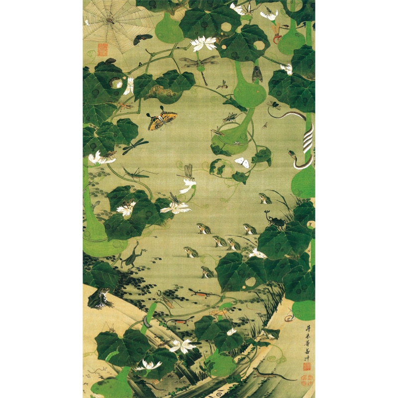 伊藤若冲 動植綵絵 池辺群虫図 高級仕様 掛軸 美術品 インテリア 作品