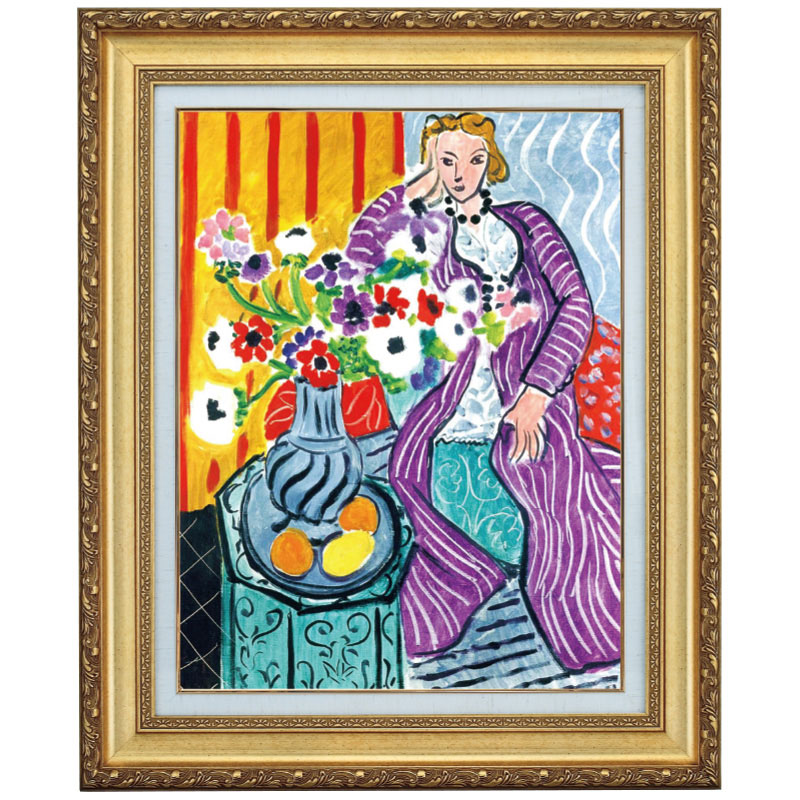 ✨ 希少✨マティス絵画　シルバーフレーム一　パリで購入 アンリ・マティス 『紫のコートを着た女性』 10号 額装 立体複製名画