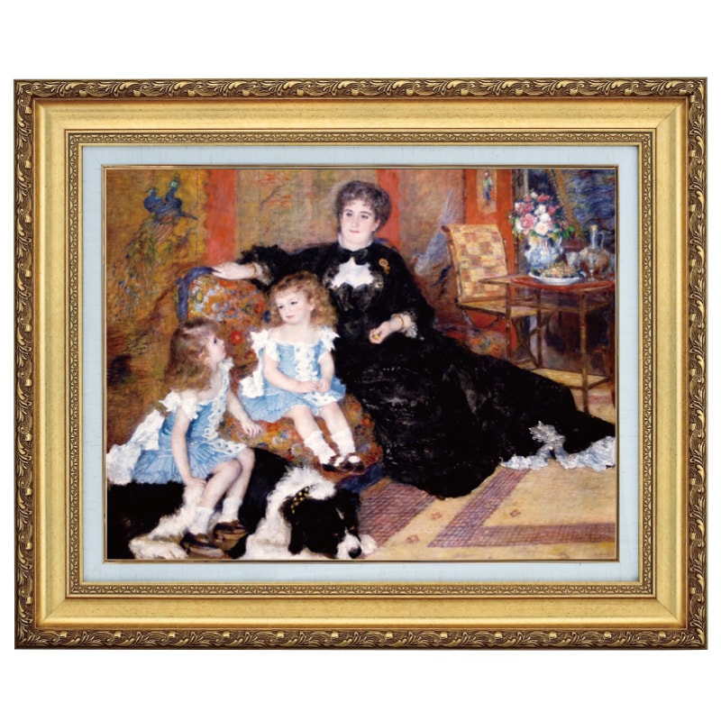 絵 女の子 男の子 作者不明 PARIS パリ 絵画 美術品 骨董品 ２枚セット ルノワール 『シャンパンティエ夫人と子供たち』 10号 額装 立体複製