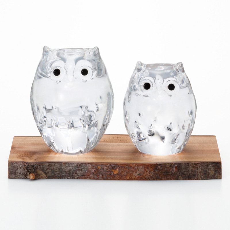 津軽びいどろ『親子ふくろう（クリア）』篠原義和【ポイント5％還元中