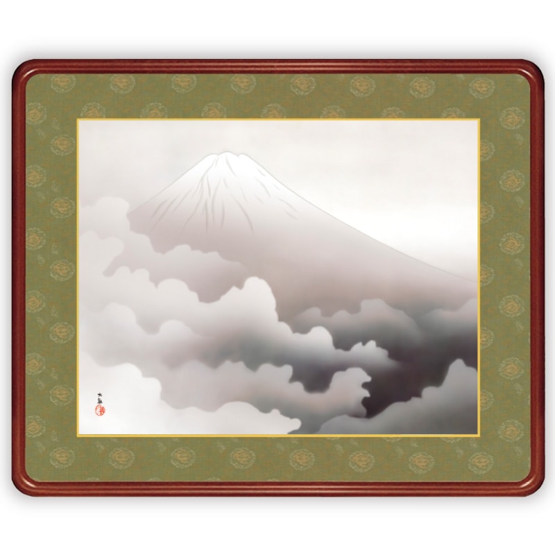 横山大観冬の夕日本画額装絵画
