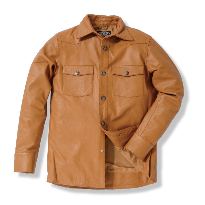 高級牛革レザーシャツジャケット : 高級牛革レザーシャツ