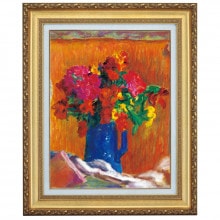 油彩画 花瓶の花 ピエールボナール 複製絵画 ピエール・ボナール 「青いポット」 6号 立体複製名画 【5