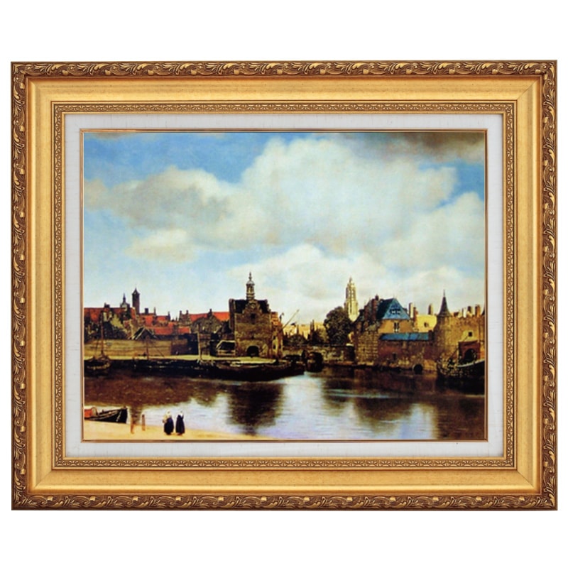 輸入雑貨　天然石　フェルメール作　『デルフトの眺望 』　水晶絵　クリスタルアート フェルメール 「デルフトの眺望」 10号 立体複製名画 【5％ポイント