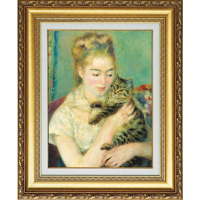 ルノワール 「猫を抱く女性」 6号 立体複製名画 【5％ポイント還元中
