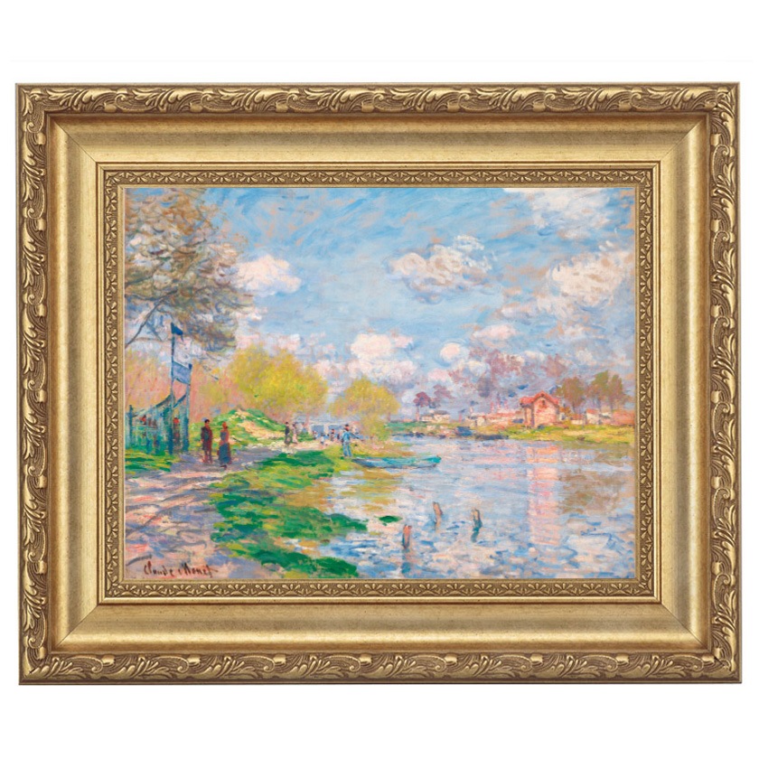 版画 絵画 名画 ジヴェルニーのセーヌ川、朝の霧 クロード・モネ インテリア 壁掛け 額入り アート アートパネル モダン アートフレーム おしゃれ  - 絵画や壁掛け販売｜日本唯一の風景専門店(R)あゆわら