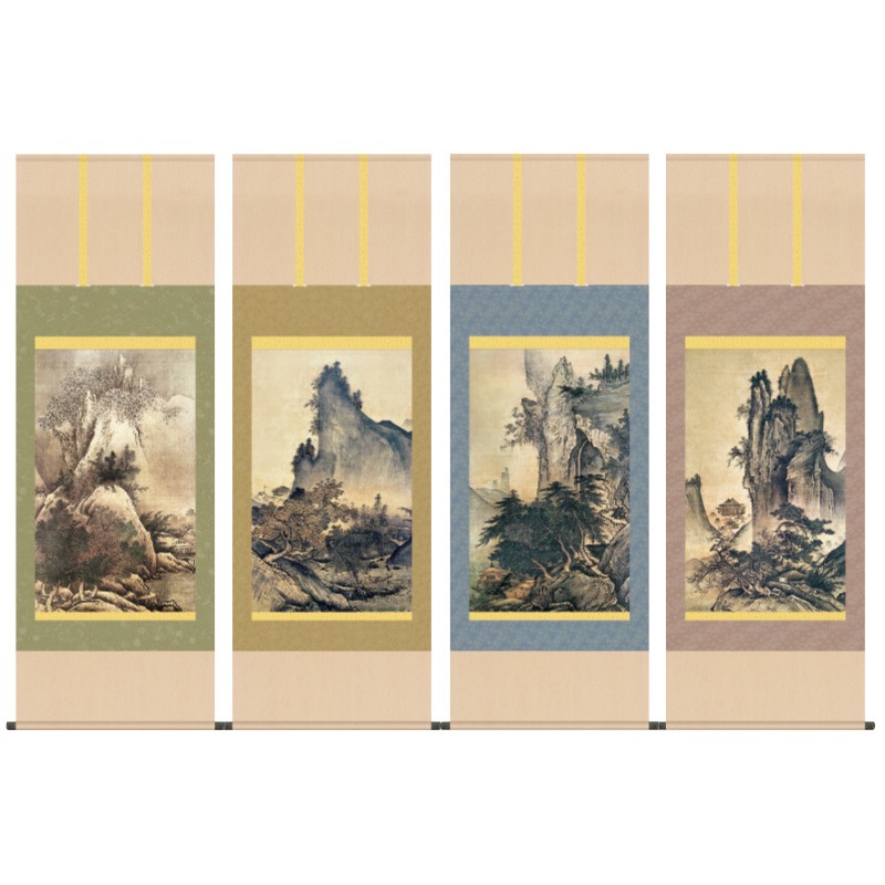 真作】今尾景年/雪松群鴉図/山水図/雪中図/掛軸/名家伝来/AC-779 四季