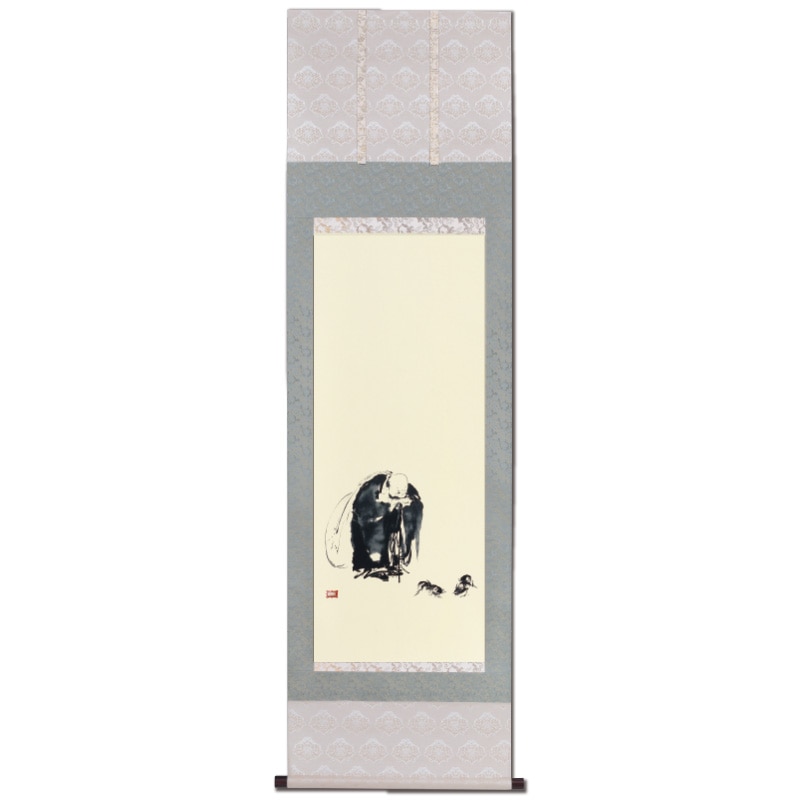 宮本武蔵 『布袋観闘鶏図』複製 掛軸 0000000190812_VLd9rsN.jpg