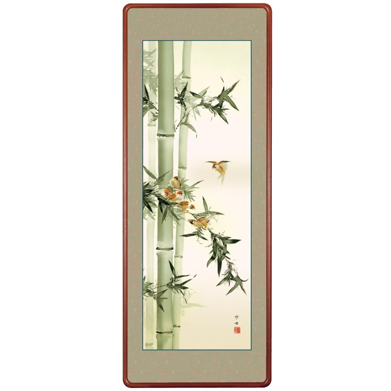 竹に雀』額 田村竹世日本画特撰 高級額【ポイント5％還元中