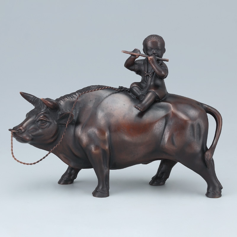 紫檀、彫刻水牛牧童像、サイズ長さ25cm重さ約1830g 紫檀、彫刻水牛牧童像、サイズ長さ25cm重さ約1830g