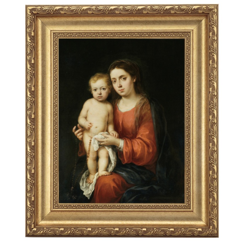 ムリーリョ 「ロザリオの聖母子」 4号 立体複製名画 【5％ポイント還元