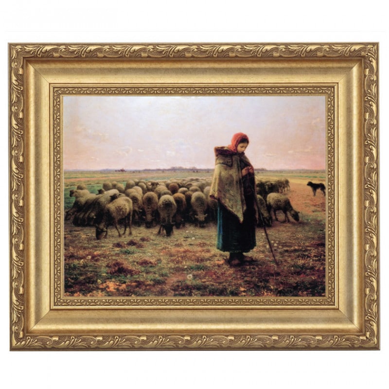 最新発見 ミレー 「羊飼いの少女」 4号 立体複製名画 【5％ポイント還元中 絵画