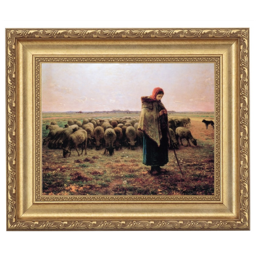 限定セールをすべて ミレー 【5％ポイント還元中 立体複製名画 4号 「羊飼いの少女」 絵画