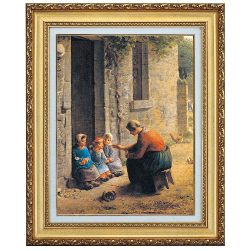 ミレー 「子供たちに食事を与える農婦」 10号 立体複製名画 【5