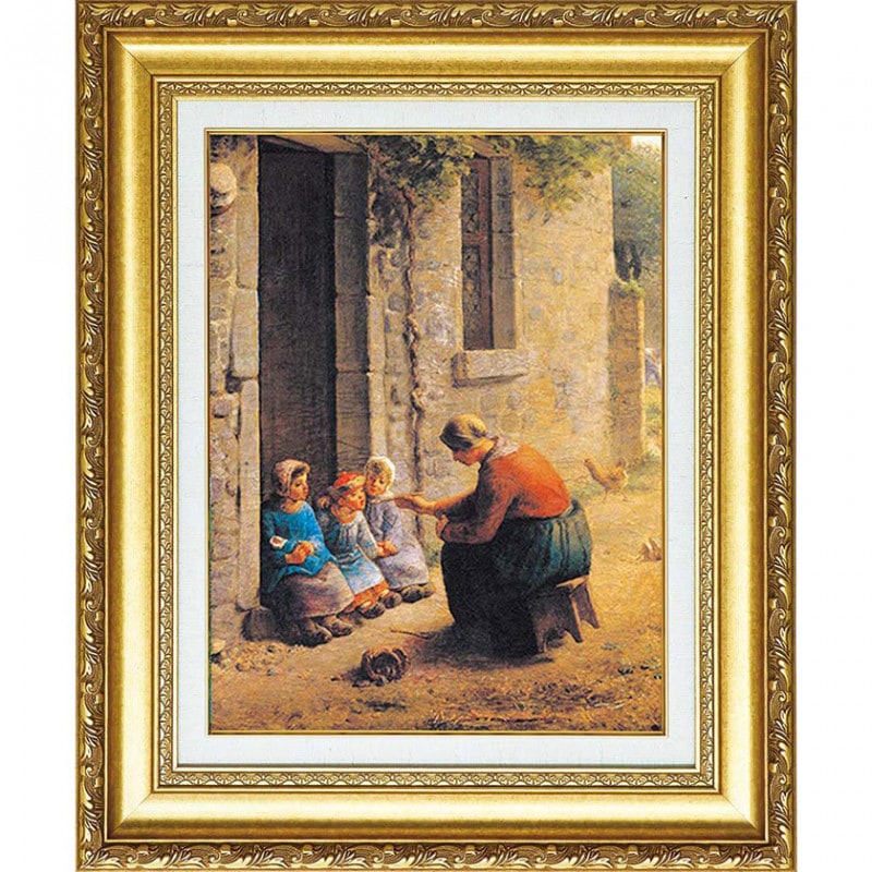 ミレー 「子供たちに食事を与える農婦」 6号 立体複製名画 : アートの