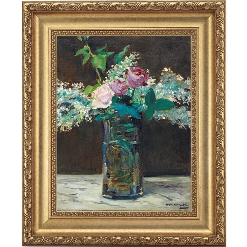 マネ 「花瓶のライラックとバラ」 4号 立体複製名画 : アートの友社
