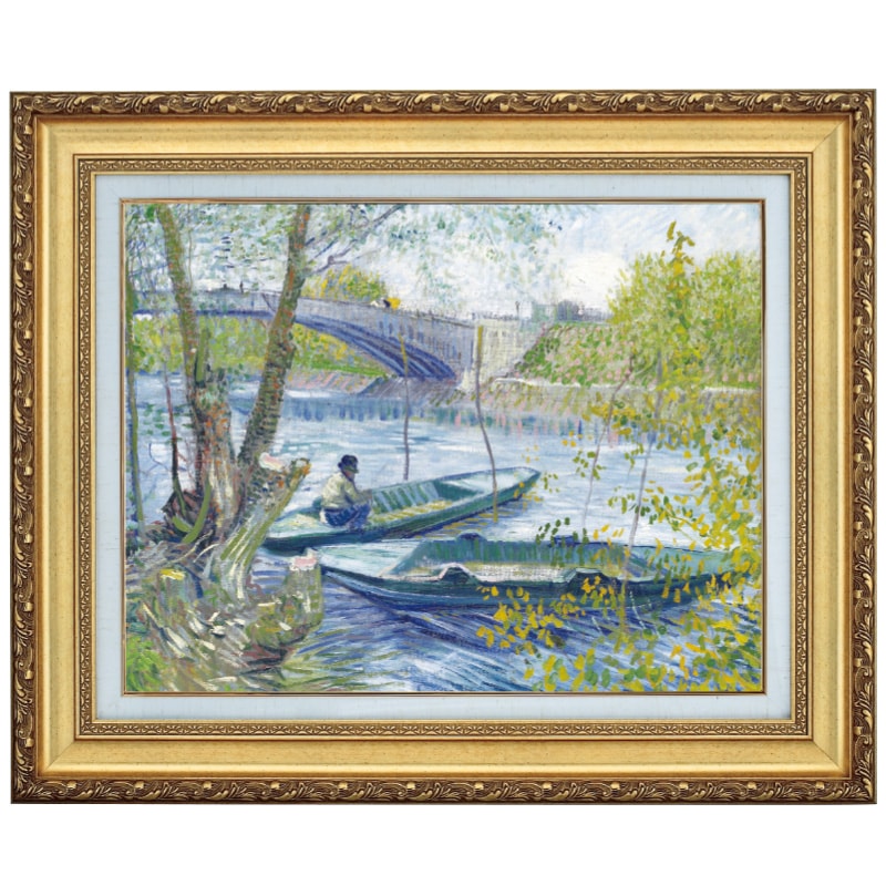 ゴッホ「春の釣り（アニエール・クリシーの池」10号立体複製名画