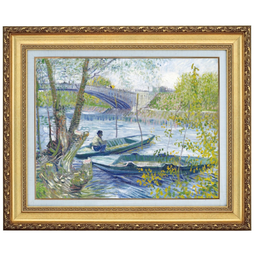 ゴッホ「春の釣り（アニエール・クリシーの池」6号立体複製名画