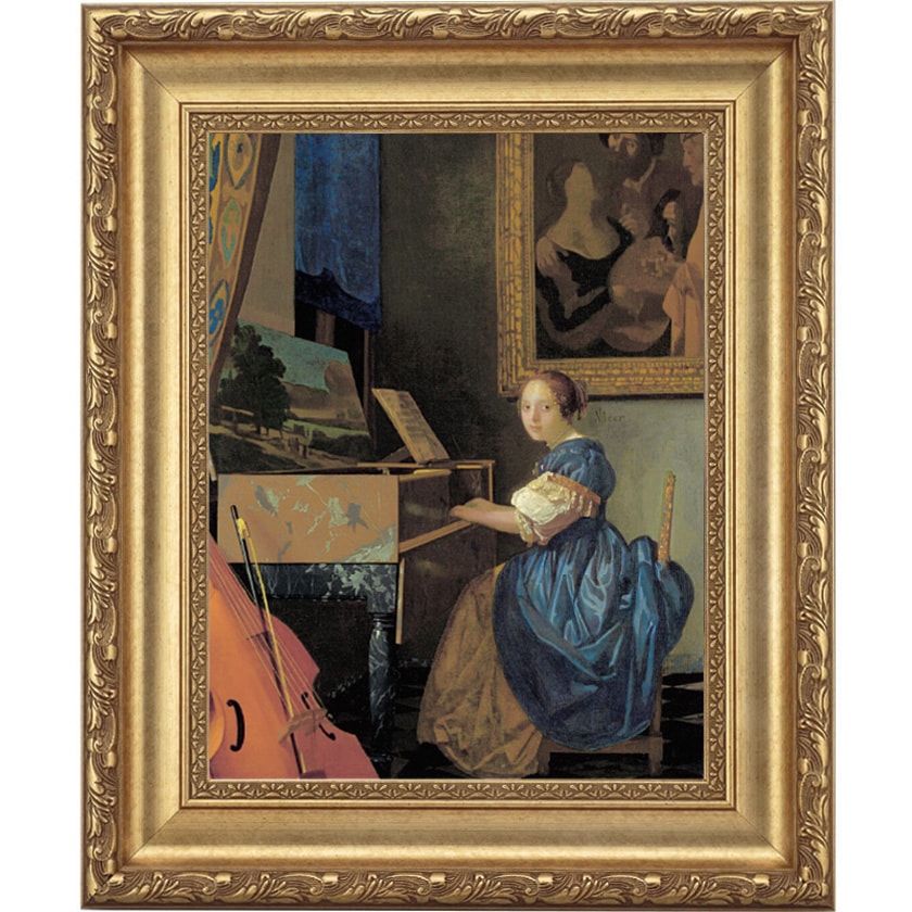 フェルメール「ヴァージナルの前に座る女」4号 立体複製名画 アートの
