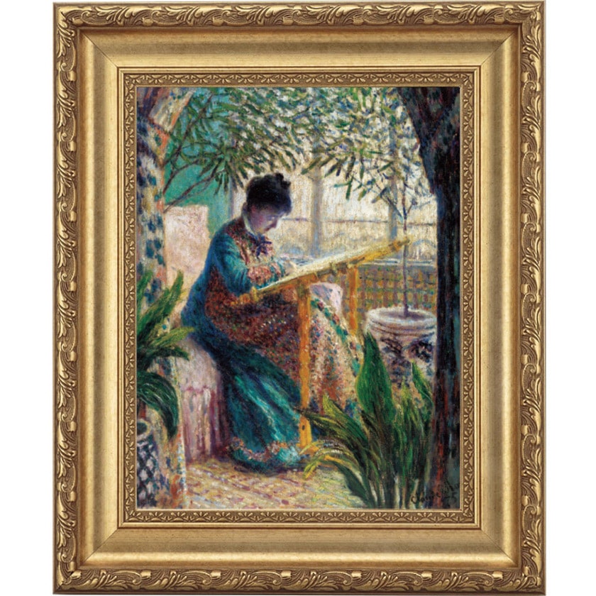 モネ「刺繍をするモネ夫人」4号立体複製名画【ポイント5％還元中
