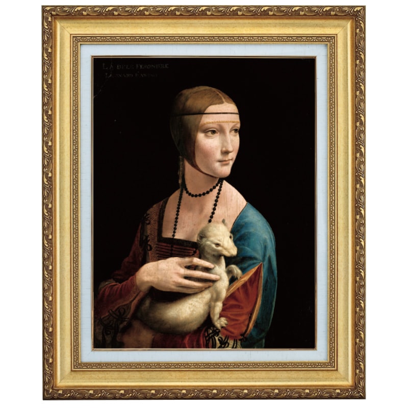 水彩画白貂を抱く貴婦人の模写