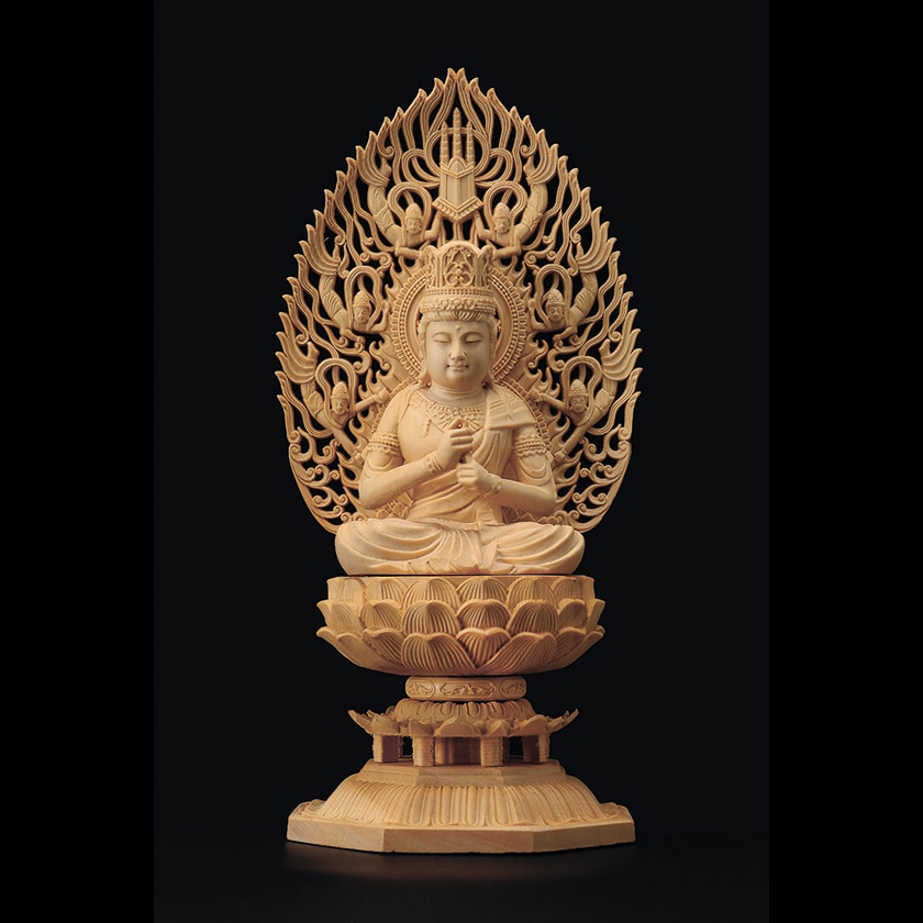 江戸(倉庫)　仏教美術　桧彫刻　大日如来像　仏像　置物　V　9312 桧彫刻『大日如来』 新聞・TVCMでおなじみ : アートの友社 桧彫刻『大