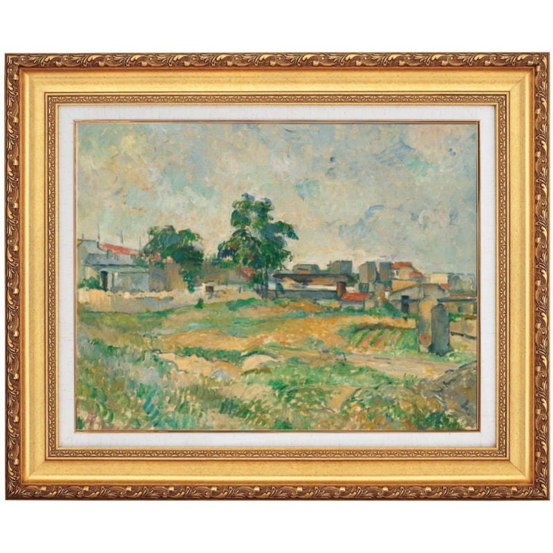 G.マッツォーリの「風景」の複製画 セザンヌ パリ郊外の風景 10号 立体複製名画 絵画 額付き インテリア