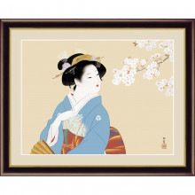 上村松園「花下美人」額|複製 掛軸 横山大観・伊藤若冲など日本画をご紹介|アートの友社