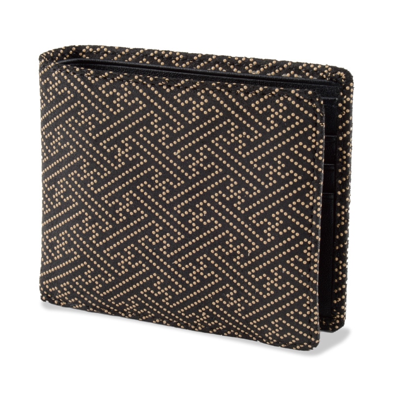 鹿革印伝紗綾柄二つ折り財布 : 鹿革印伝紗綾柄二つ折り財布 - くみあい