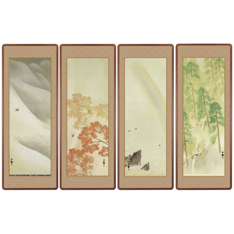 横山大観『春夏秋冬』高級額4点セット : アートの友社 横山大観『春夏