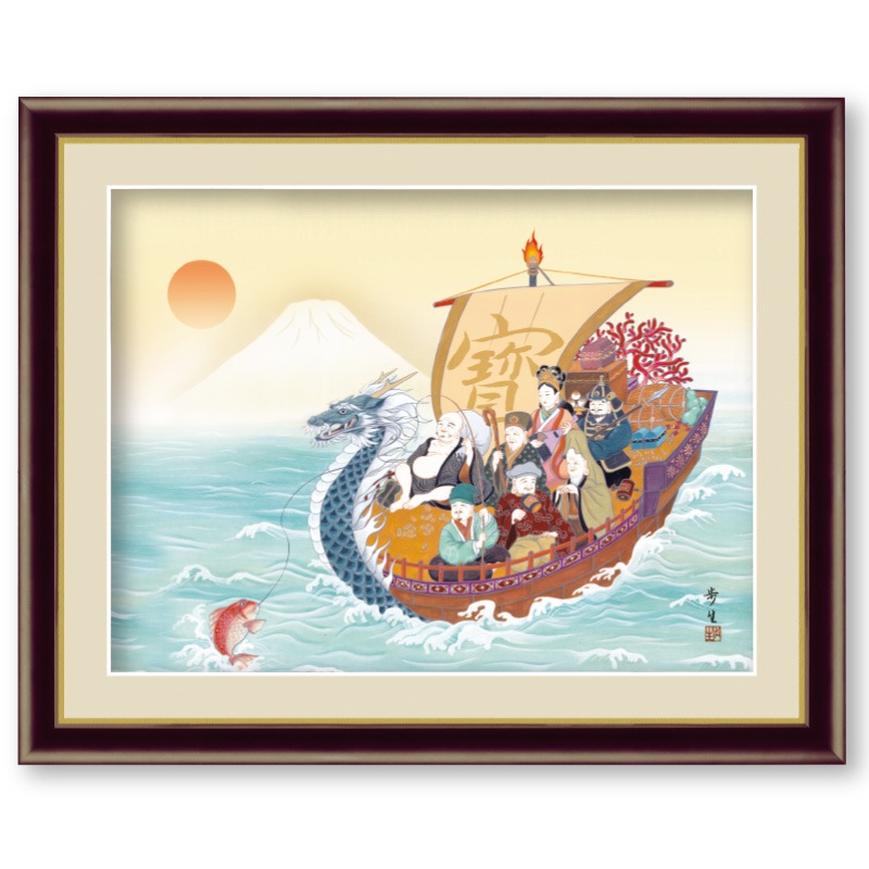 七福神』北山歩生 日本画額 : アートの友社 『七福神』北山歩生 日本画